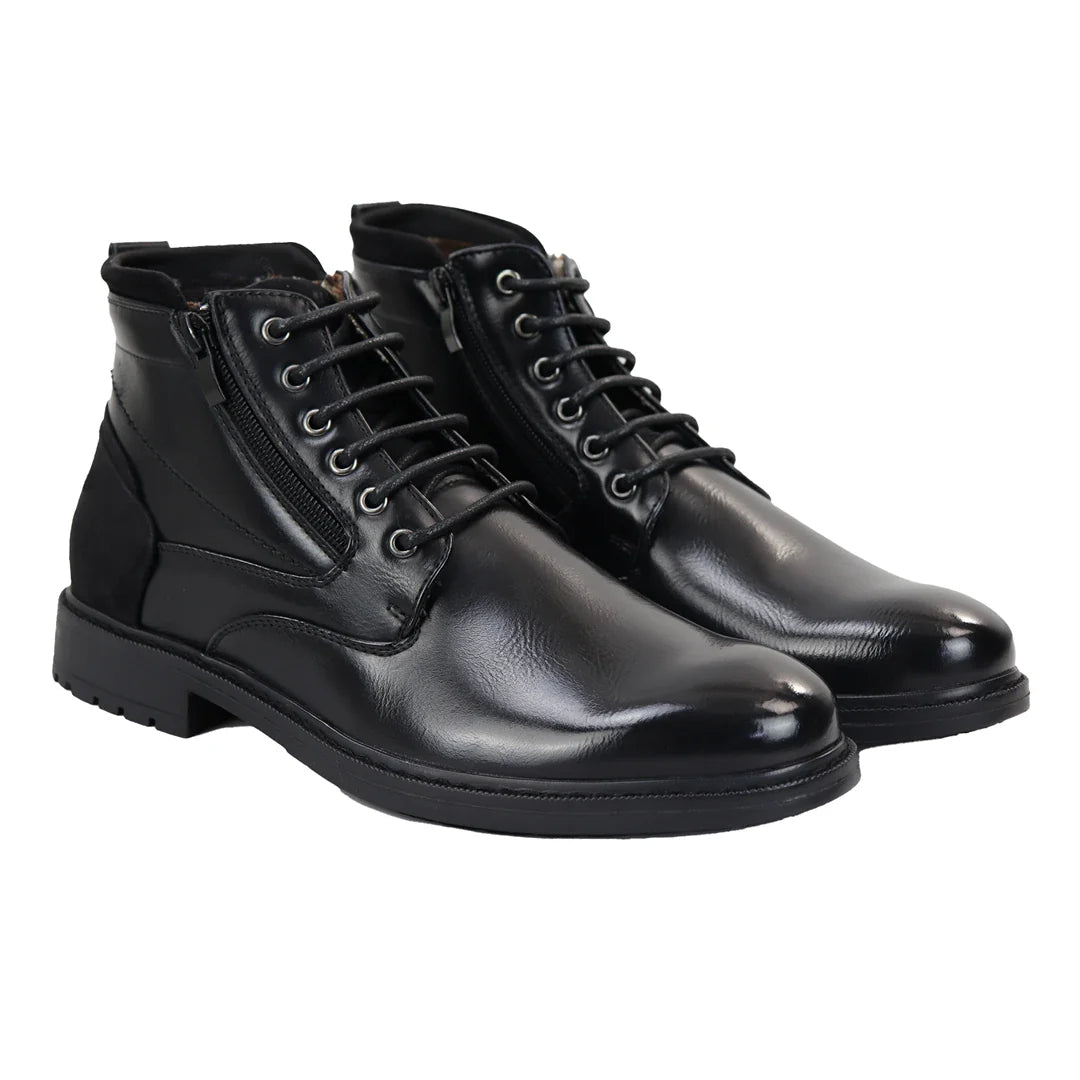 Botines negros con cordones para hombre