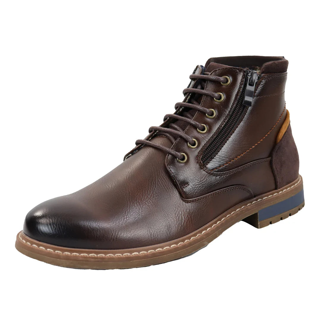 Botines marrones con cordones para hombre