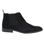 Botines Chelsea para hombre, sin cordones, de ante negro con forro de piel.