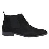 Botines Chelsea para hombre, sin cordones, de ante negro con forro de piel.