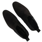 Botines Chelsea para hombre, sin cordones, de ante negro con forro de piel.