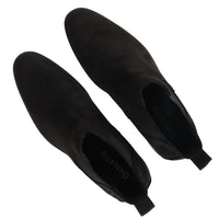 Botines Chelsea para hombre, sin cordones, de ante negro con forro de piel.