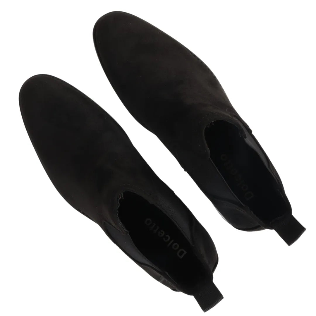 Botines Chelsea para hombre, sin cordones, de ante negro con forro de piel.