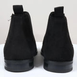 Botines Chelsea para hombre, sin cordones, de ante negro con forro de piel.