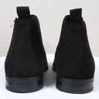 Botines Chelsea para hombre, sin cordones, de ante negro con forro de piel.