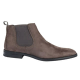 Botines Chelsea para hombre, sin cordones, de ante gris y forrados en piel.