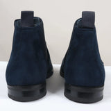 Botines Chelsea para hombre, sin cordones, de ante azul marino y forrados en piel.