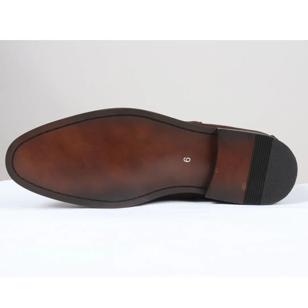 Botines Chelsea para hombre, sin cordones, de ante azul marino y forrados en piel.
