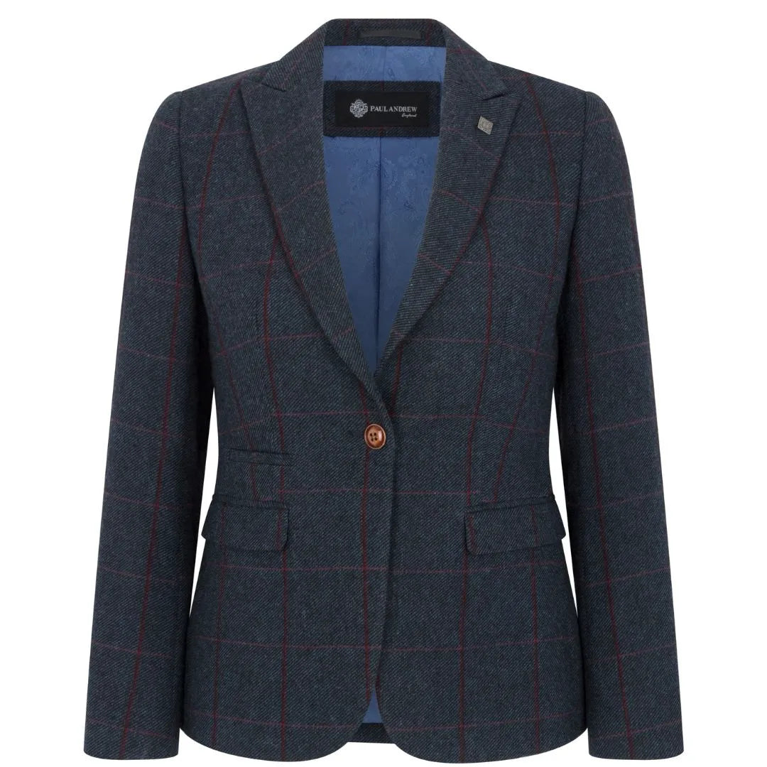 Madrid - Blazer de mujer de tweed azul marino de corte entallado