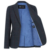 Madrid - Blazer de mujer de tweed azul marino de corte entallado