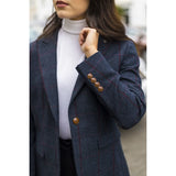 Madrid - Blazer de mujer de tweed azul marino de corte entallado