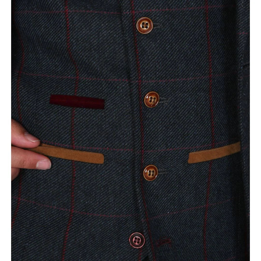 Madrid - Chaleco de tweed azul para hombre