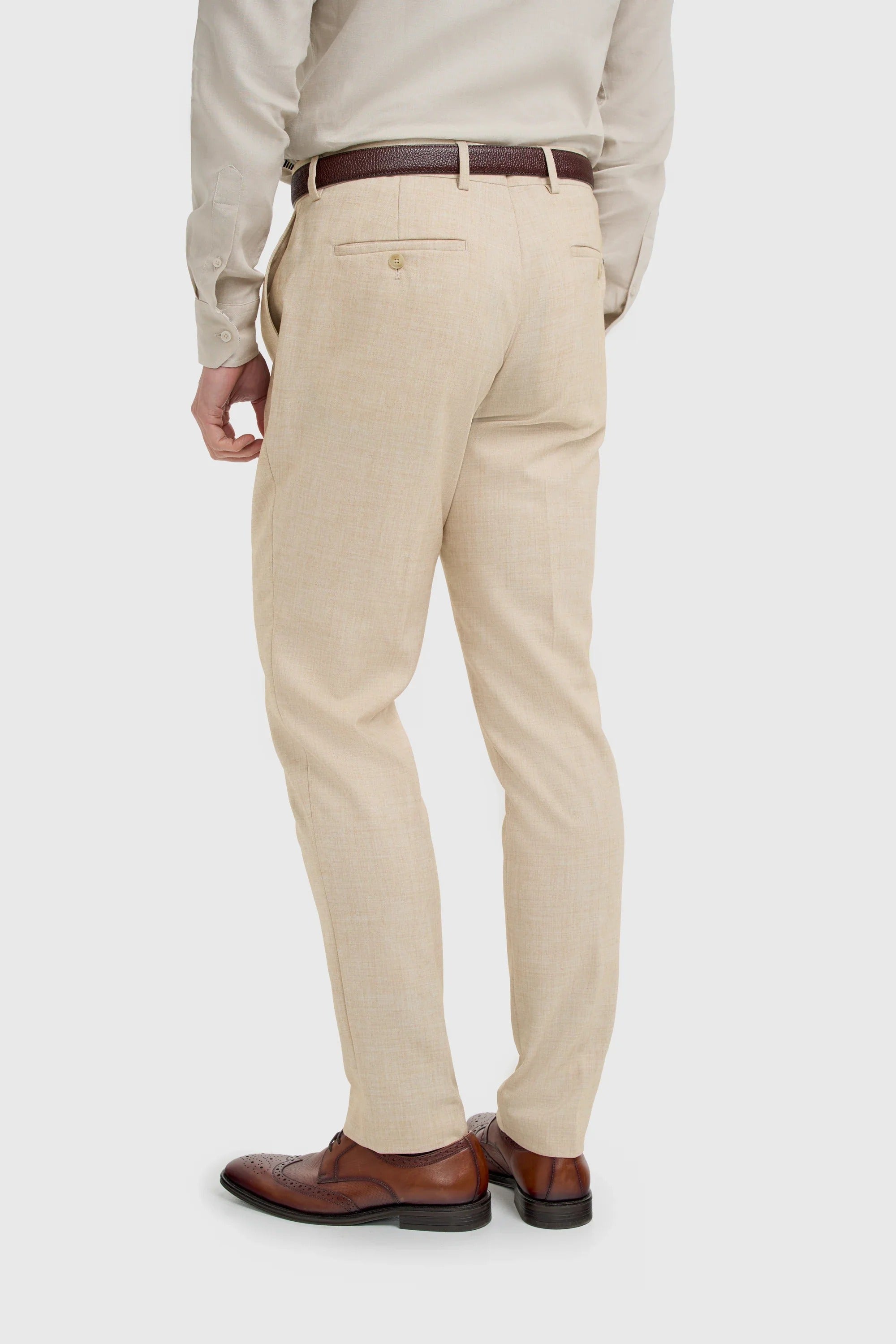 Malibu - Traje de tres piezas texturizado color beige para hombre