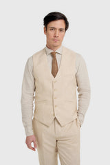Malibu - Traje de tres piezas texturizado color beige para hombre