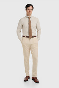 Malibu - Traje de tres piezas texturizado color beige para hombre