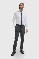Malibu - Traje de tres piezas para hombre en gris carbón texturizado