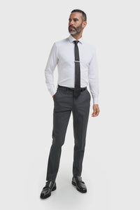 Malibu - Traje de tres piezas para hombre en gris carbón texturizado