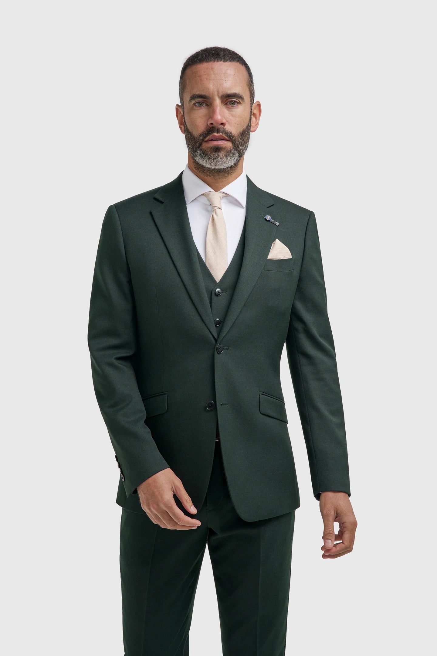 Malibu - Traje de tres piezas verde bosque para hombre