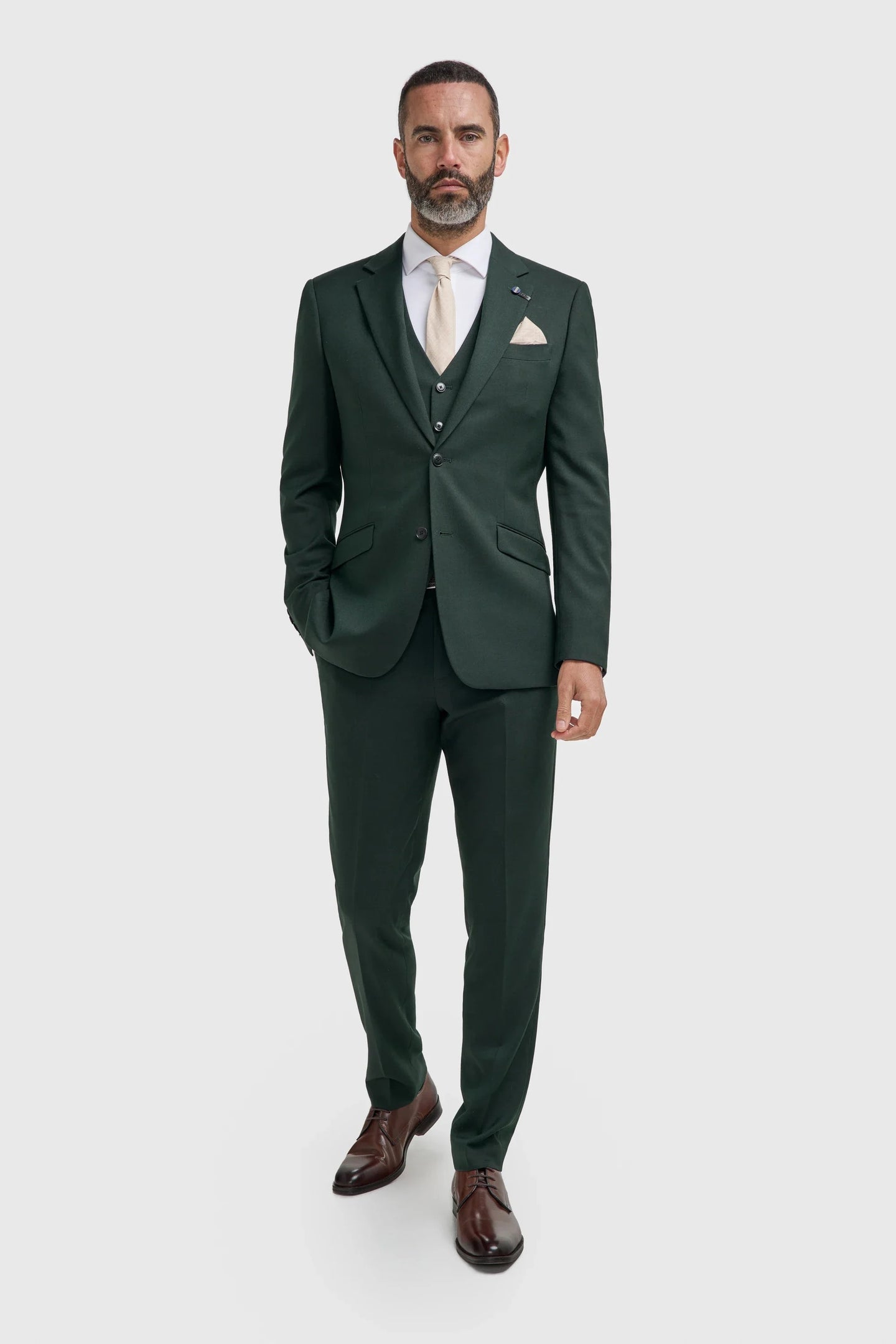 Malibu - Traje de tres piezas verde bosque para hombre