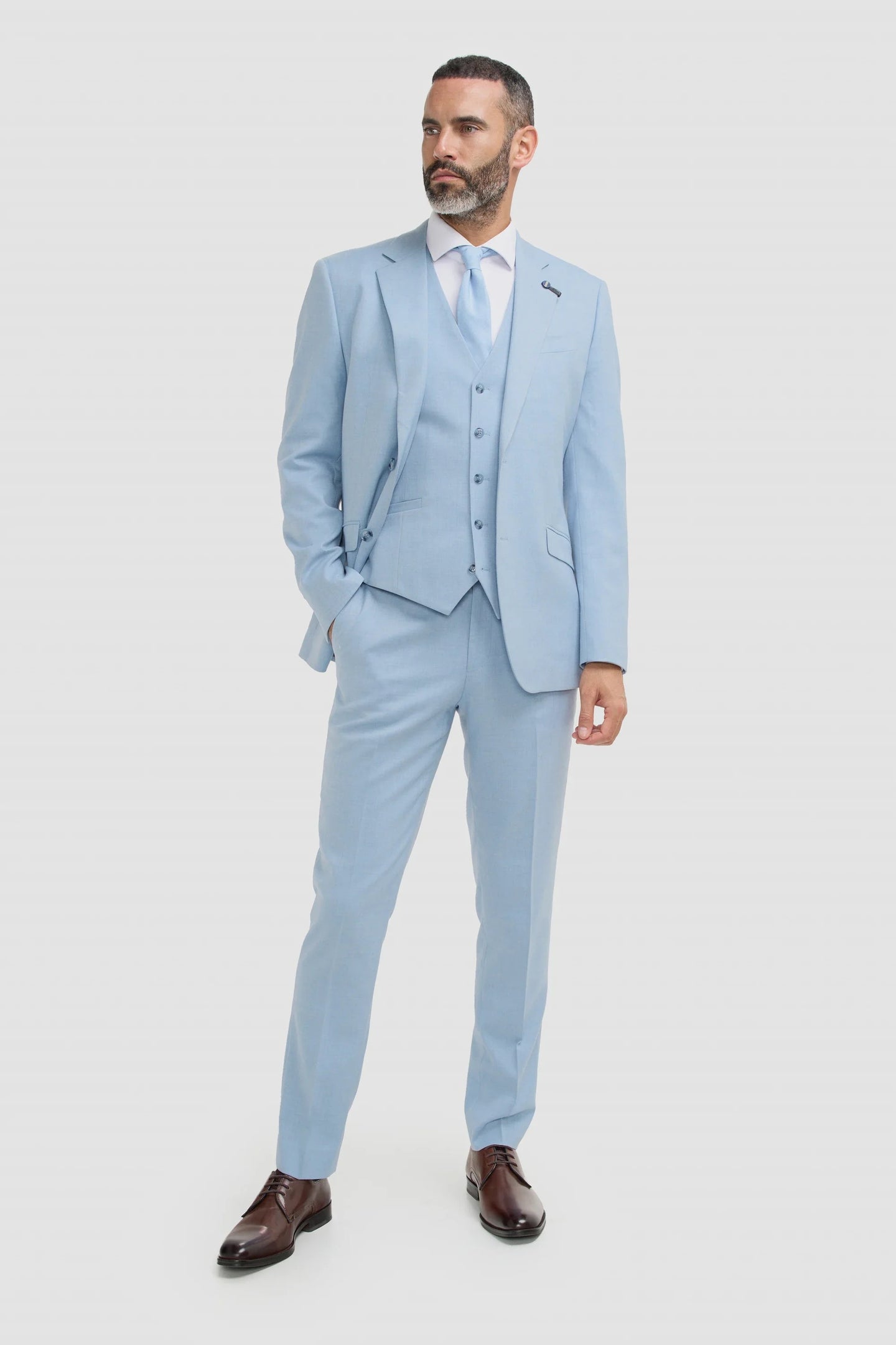 Malibu - Traje de tres piezas texturizado azul cielo para hombre