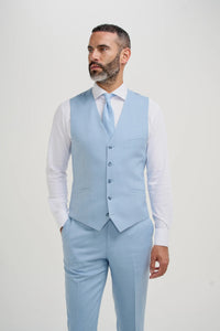 Malibu - Traje de tres piezas texturizado azul cielo para hombre