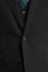 Malibu - Traje de tres piezas negro para hombre, corte sastre