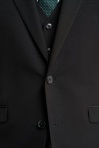 Malibu - Traje de tres piezas negro para hombre, corte sastre