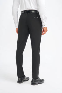Malibu - Traje de tres piezas negro para hombre, corte sastre