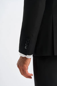 Malibu - Traje de tres piezas negro para hombre, corte sastre