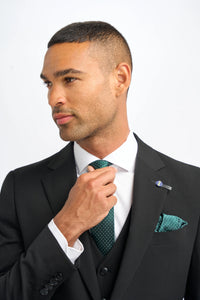 Malibu - Traje de tres piezas negro para hombre, corte sastre