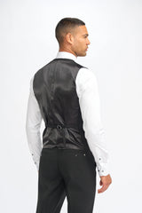 Malibu - Traje de tres piezas negro para hombre, corte sastre