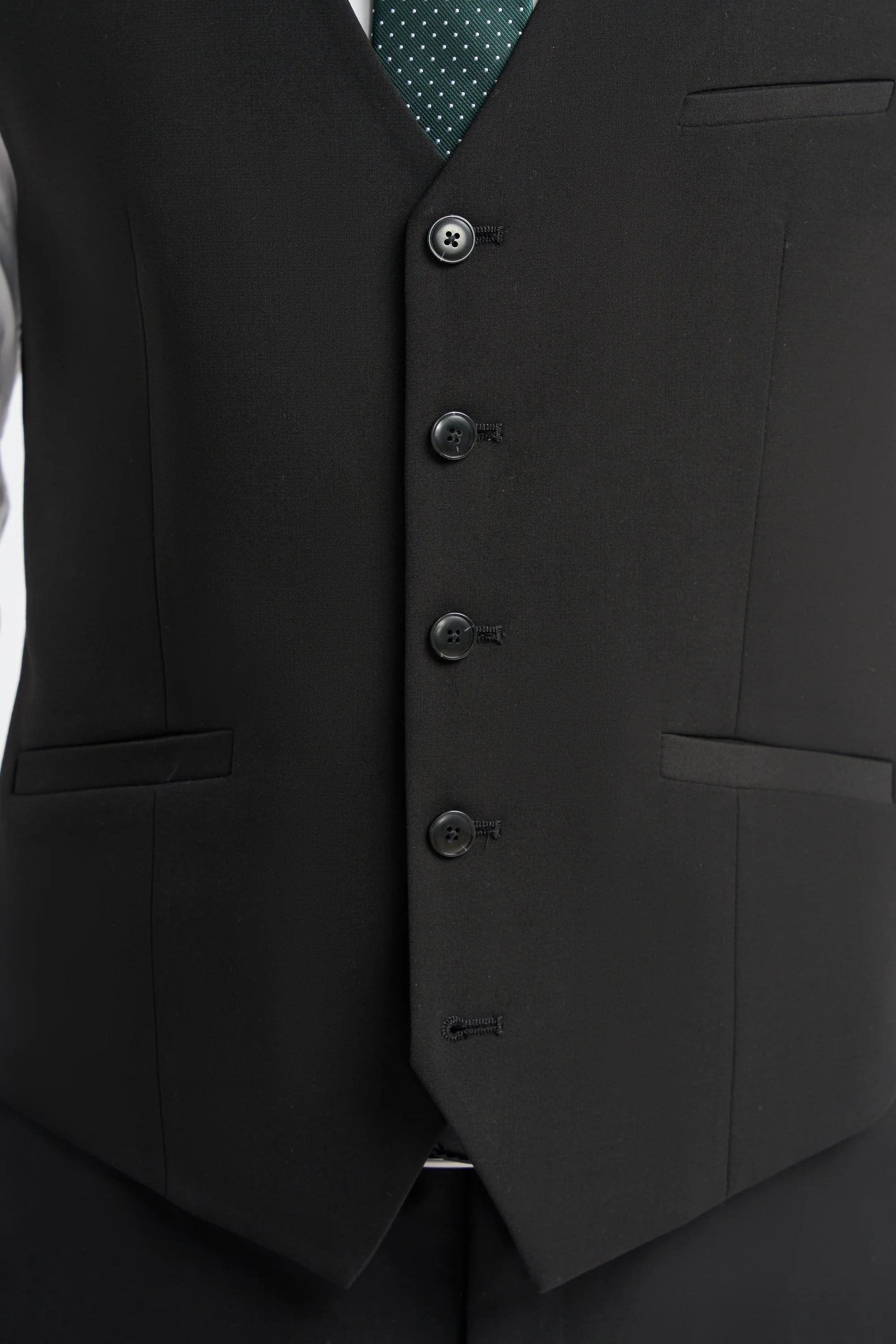 Malibu - Traje de tres piezas negro para hombre, corte sastre