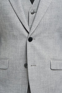 Malibu - Traje de tres piezas gris para hombre, corte sastre