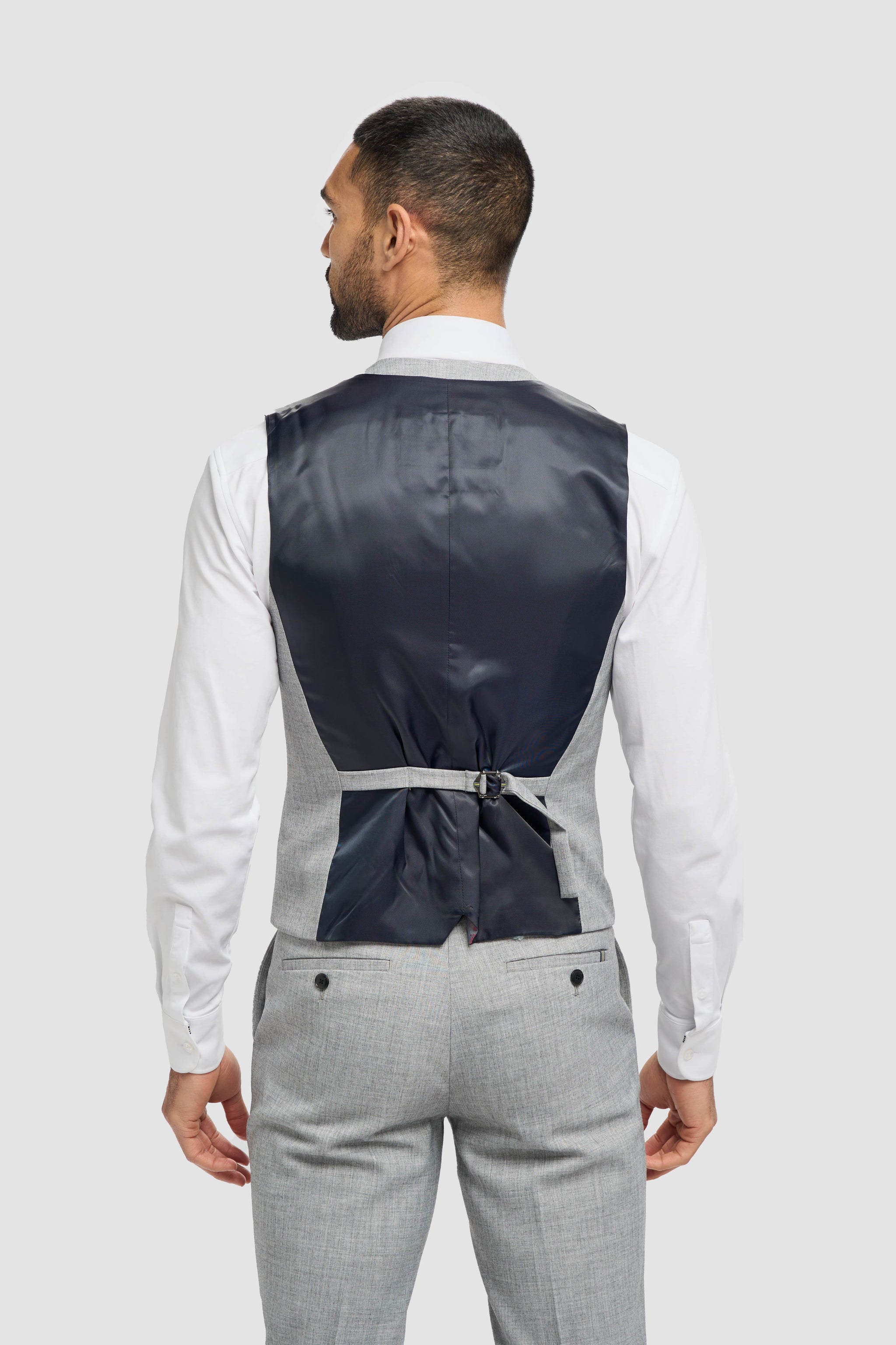 Malibu - Traje de tres piezas gris para hombre, corte sastre