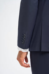 Malibu - Traje de tres piezas azul marino para hombre, corte entallado