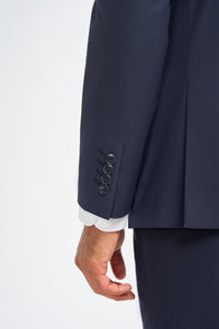 Malibu - Traje de tres piezas azul marino para hombre, corte entallado