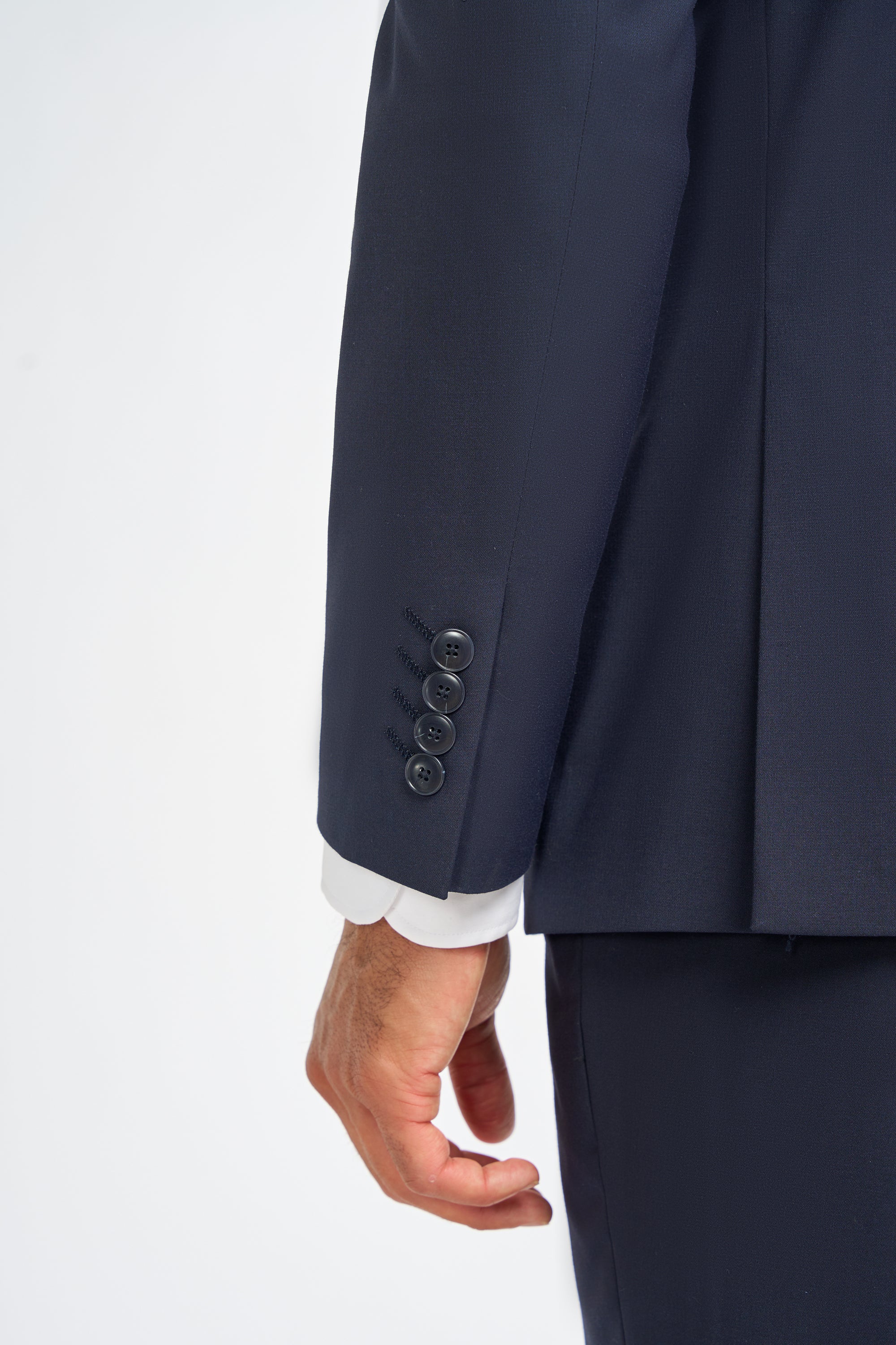 Malibu - Traje de tres piezas azul marino para hombre, corte entallado