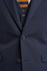 Malibu - Traje de tres piezas azul marino para hombre, corte entallado