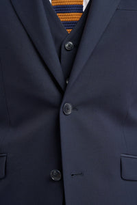 Malibu - Traje de tres piezas azul marino para hombre, corte entallado