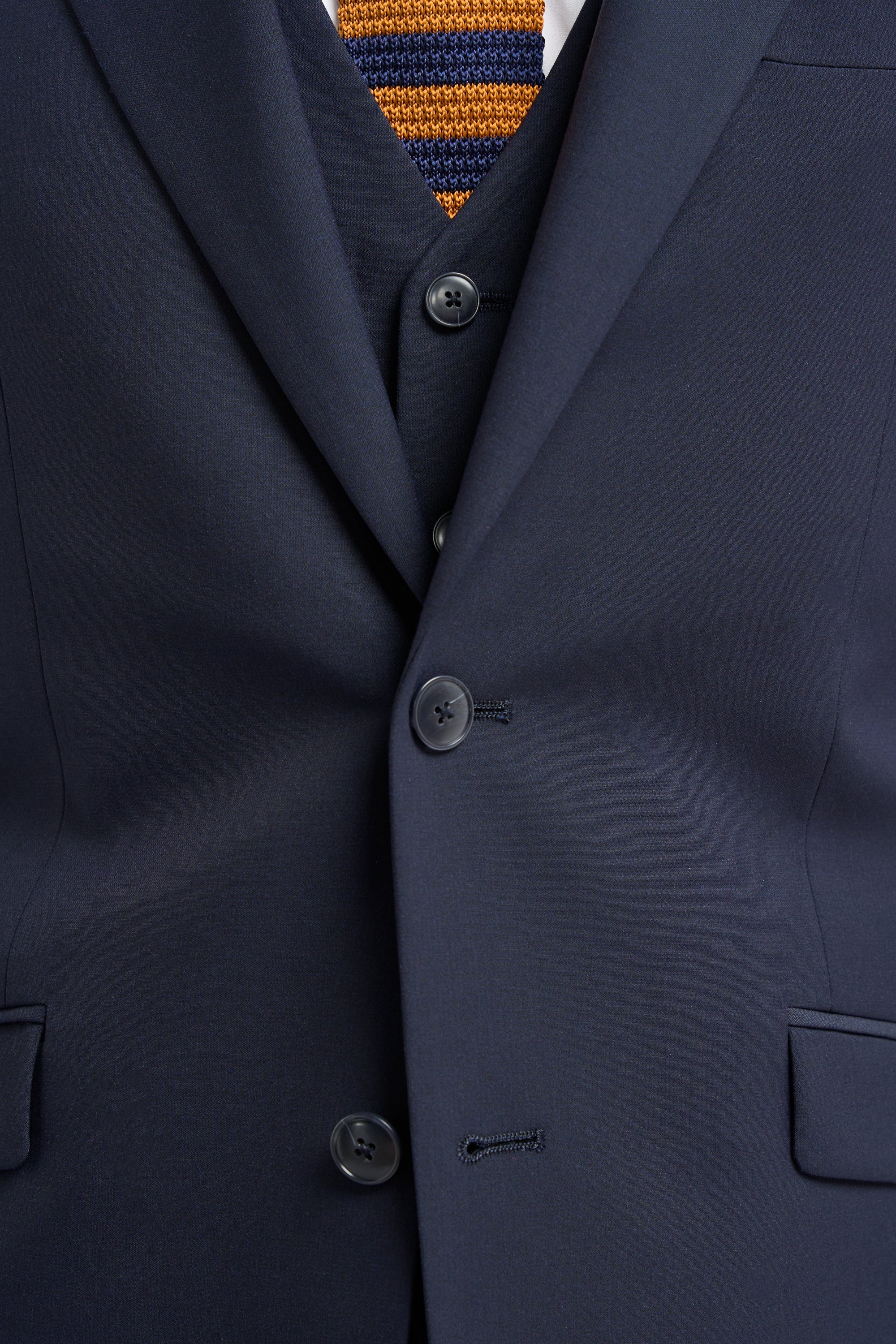 Malibu - Traje de tres piezas azul marino para hombre, corte entallado