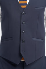 Malibu - Traje de tres piezas azul marino para hombre, corte entallado