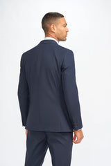 Malibu - Traje de tres piezas azul marino para hombre, corte entallado