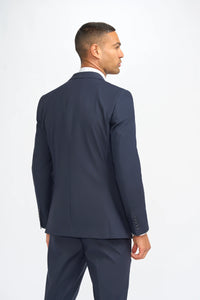 Malibu - Traje de tres piezas azul marino para hombre, corte entallado