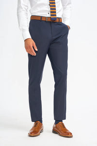 Malibu - Traje de tres piezas azul marino para hombre, corte entallado