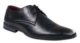 Zapatos clásicos de cuero negro con cordones para hombre, elegantes, informales y formales, sencillos y lisos.