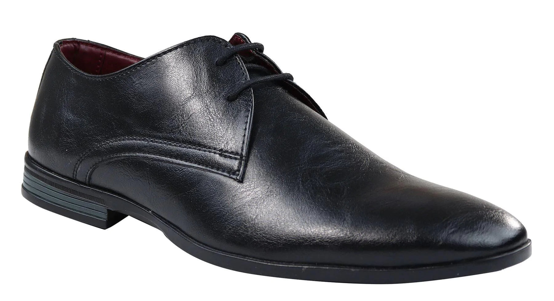 Zapatos clásicos de cuero negro con cordones para hombre, elegantes, informales y formales, sencillos y lisos.