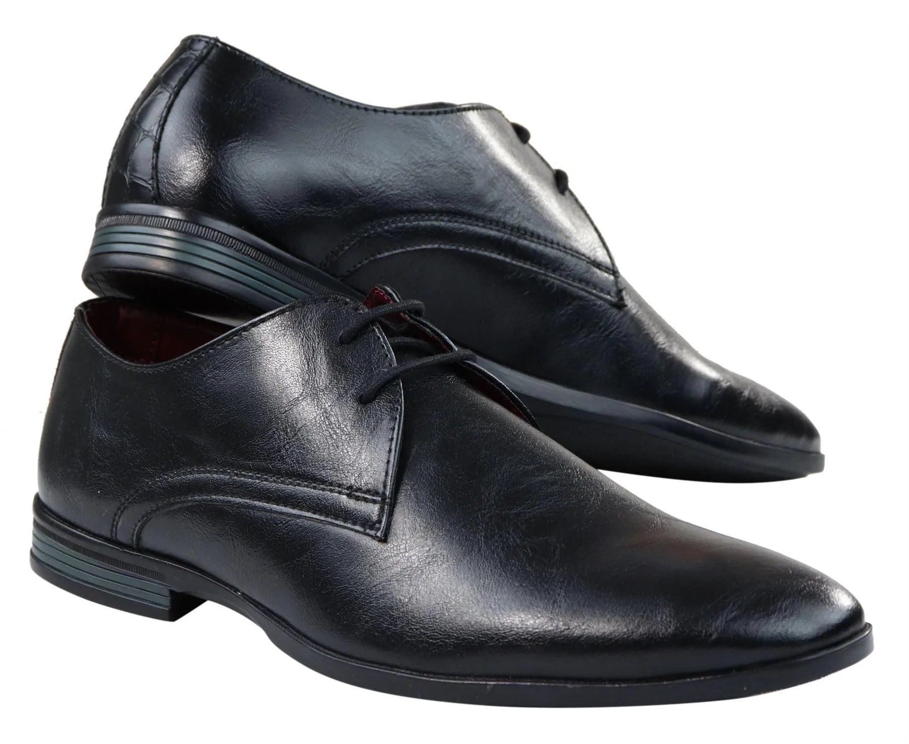 Zapatos clásicos de cuero negro con cordones para hombre, elegantes, informales y formales, sencillos y lisos.