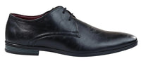 Zapatos clásicos de cuero negro con cordones para hombre, elegantes, informales y formales, sencillos y lisos.