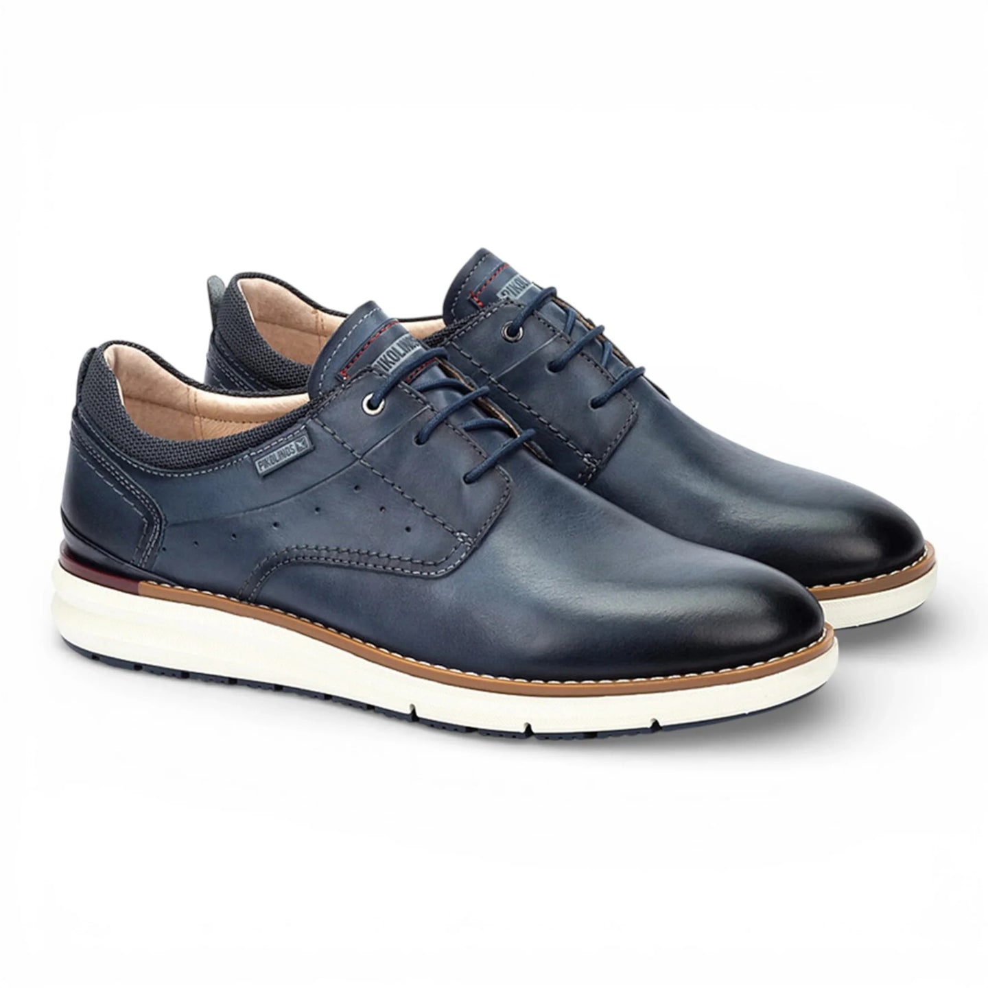 Manacor - Zapatillas deportivas de cuero azul con cordones para hombre