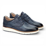 Manacor - Zapatillas deportivas de cuero azul con cordones para hombre